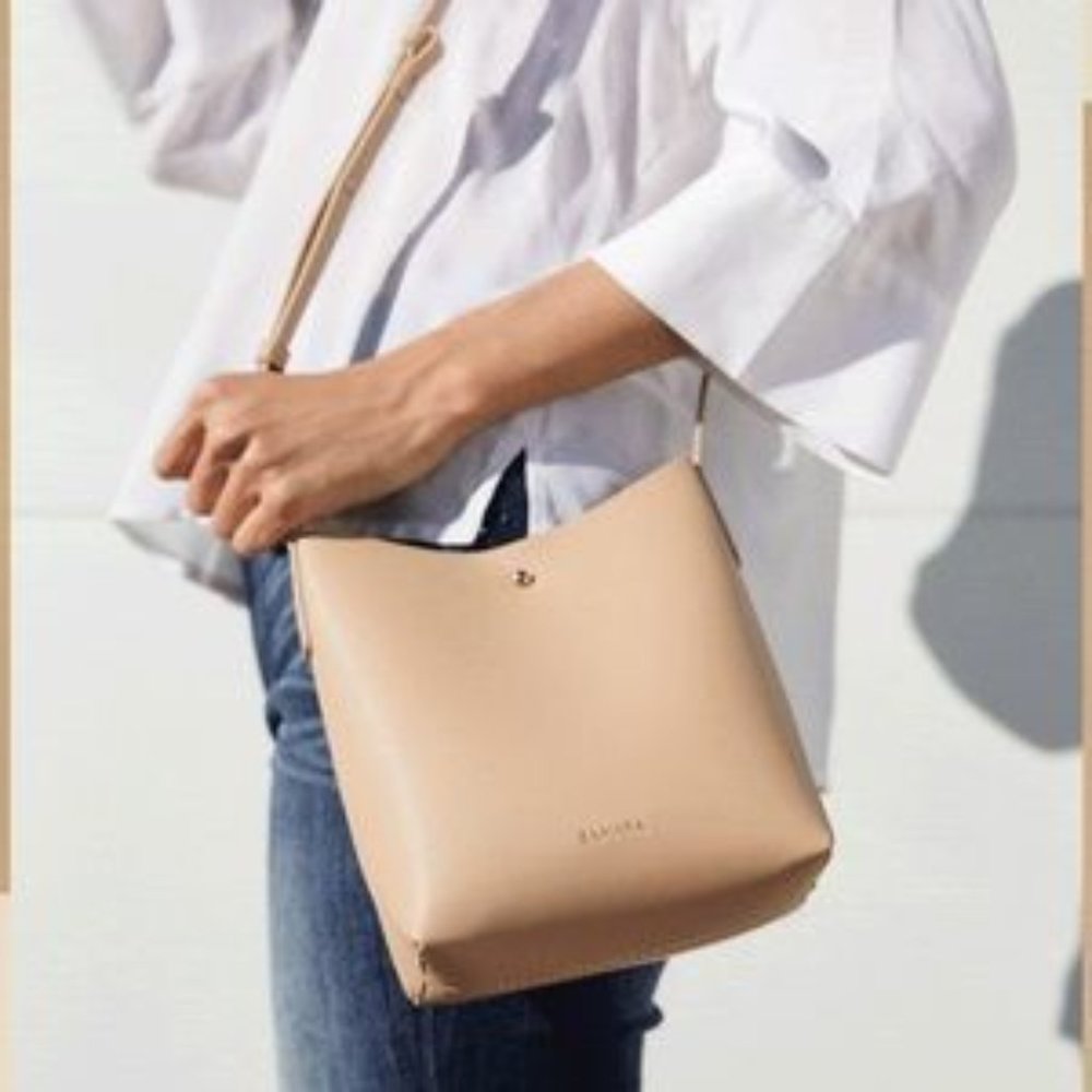 SAMARA TAN VEGAN LEATHER SHOULDER CROSSBODY BAG